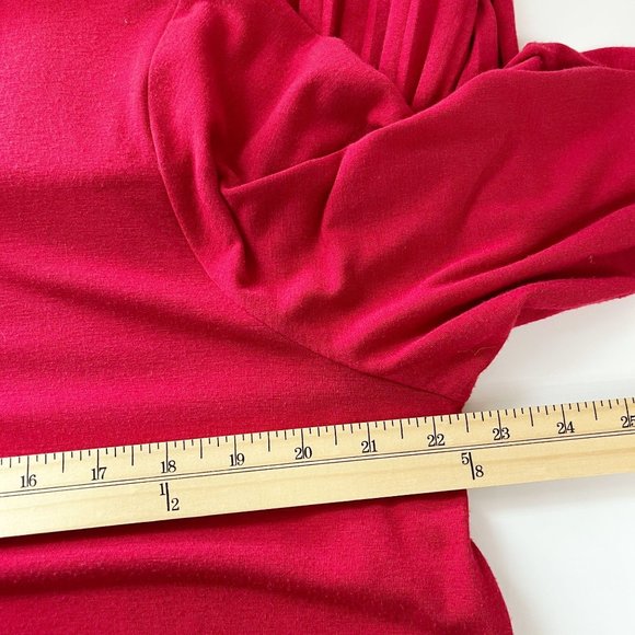 J. Jill Red Pleated Hem Long Sleeve Shirt Crewneck Slit Hem - Size 1X - Picture 5 of 6